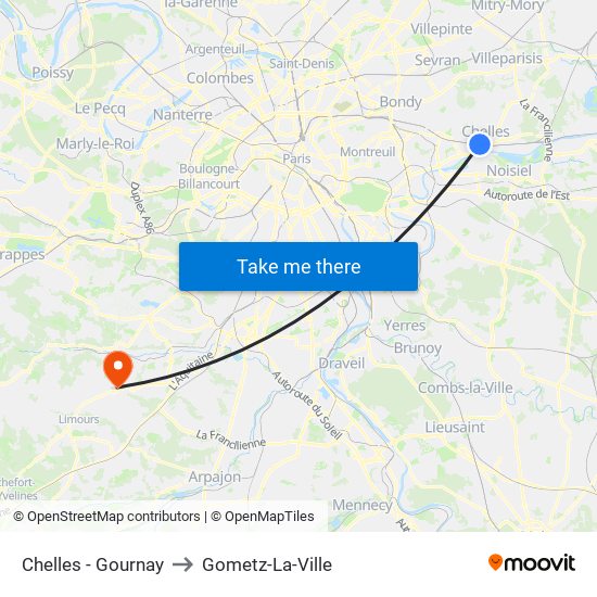 Chelles - Gournay to Gometz-La-Ville map