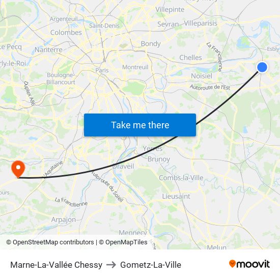 Marne-La-Vallée Chessy to Gometz-La-Ville map