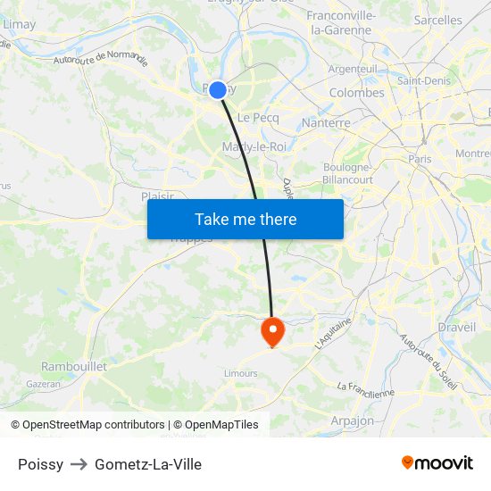 Poissy to Gometz-La-Ville map
