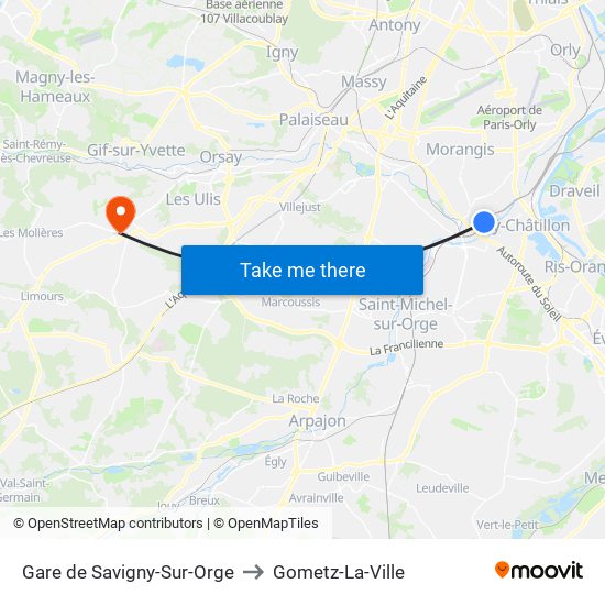 Gare de Savigny-Sur-Orge to Gometz-La-Ville map