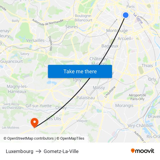 Luxembourg to Gometz-La-Ville map