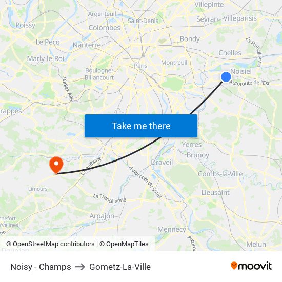 Noisy - Champs to Gometz-La-Ville map