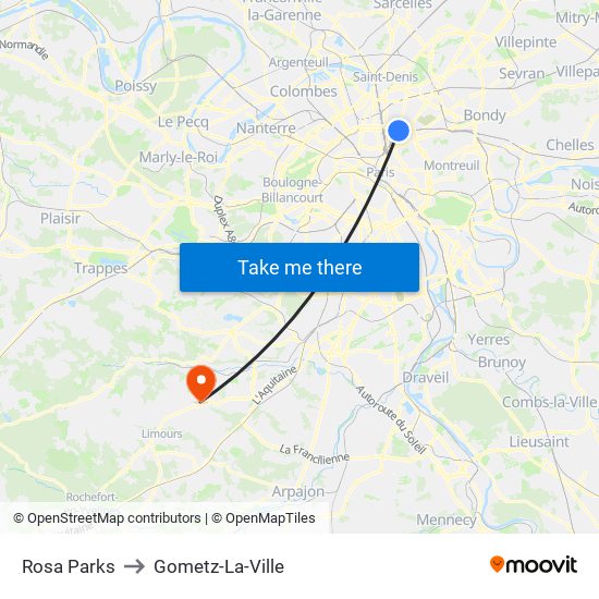 Rosa Parks to Gometz-La-Ville map