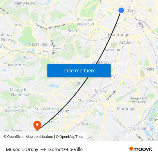 Musée D'Orsay to Gometz-La-Ville map