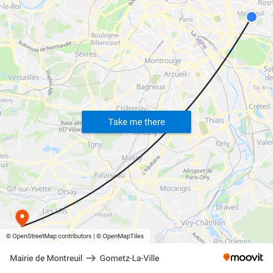 Mairie de Montreuil to Gometz-La-Ville map
