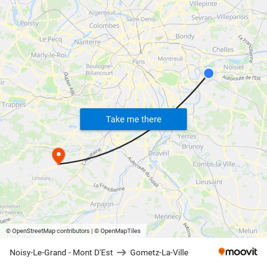 Noisy-Le-Grand - Mont D'Est to Gometz-La-Ville map