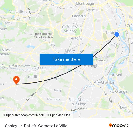 Choisy-Le-Roi to Gometz-La-Ville map