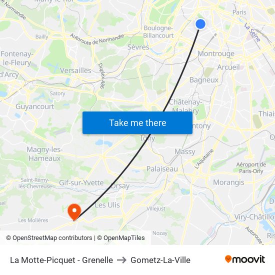 La Motte-Picquet - Grenelle to Gometz-La-Ville map