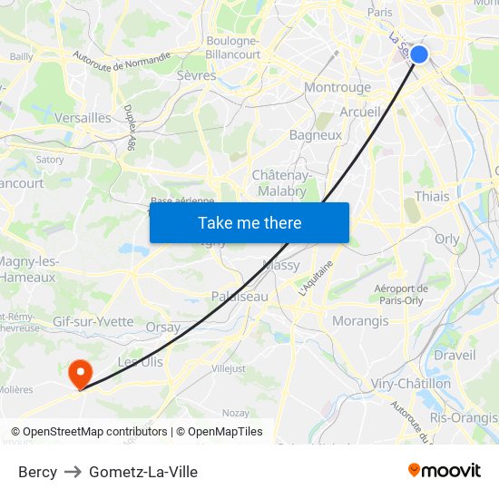 Bercy to Gometz-La-Ville map