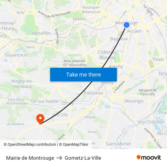 Mairie de Montrouge to Gometz-La-Ville map