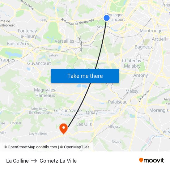 La Colline to Gometz-La-Ville map