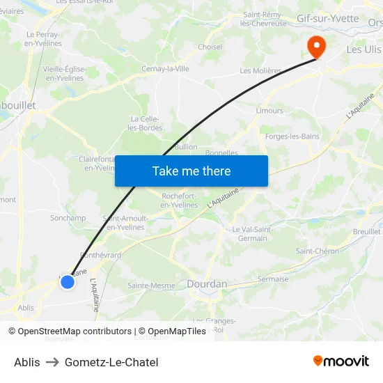 Ablis to Gometz-Le-Chatel map