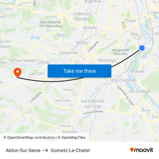 Ablon-Sur-Seine to Gometz-Le-Chatel map
