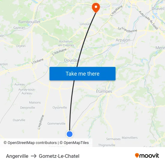 Angerville to Gometz-Le-Chatel map