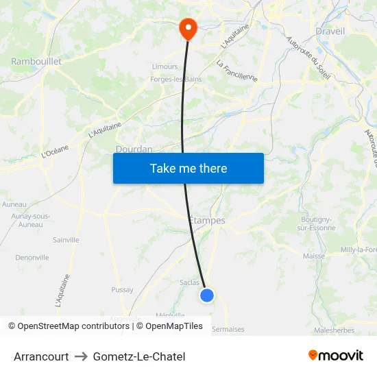 Arrancourt to Gometz-Le-Chatel map