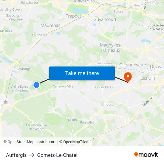 Auffargis to Gometz-Le-Chatel map