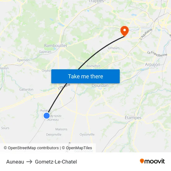 Auneau to Gometz-Le-Chatel map