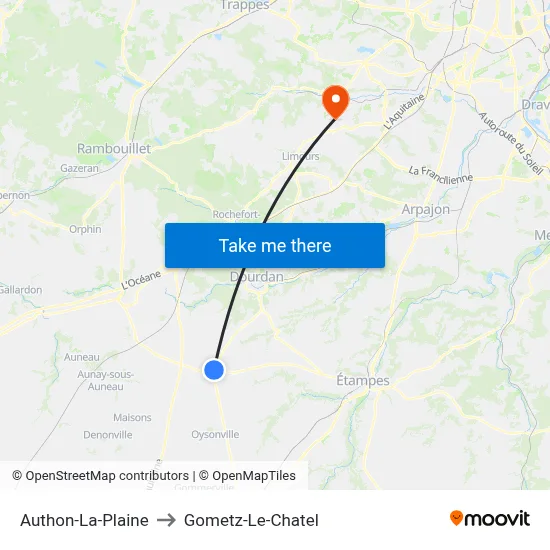 Authon-La-Plaine to Gometz-Le-Chatel map