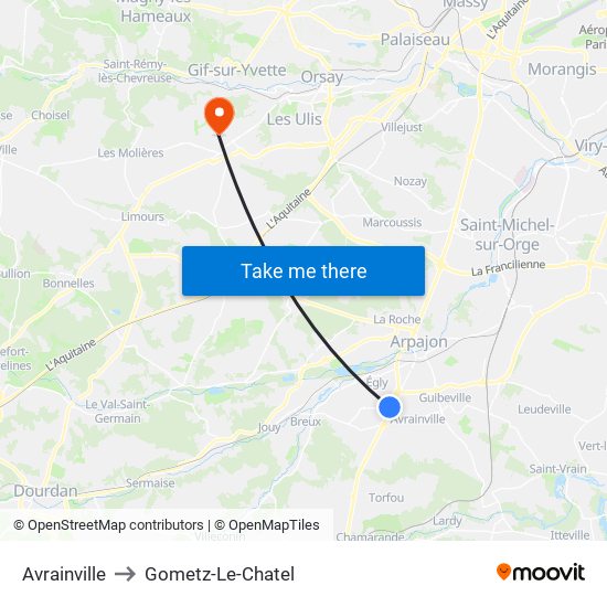 Avrainville to Gometz-Le-Chatel map