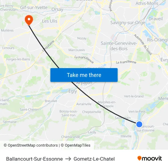 Ballancourt-Sur-Essonne to Gometz-Le-Chatel map