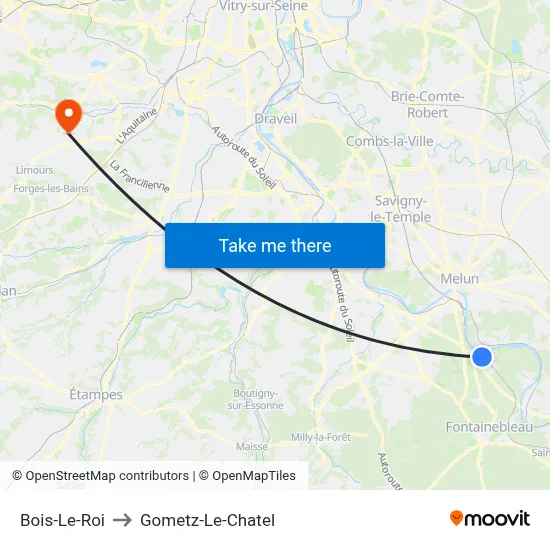 Bois-Le-Roi to Gometz-Le-Chatel map