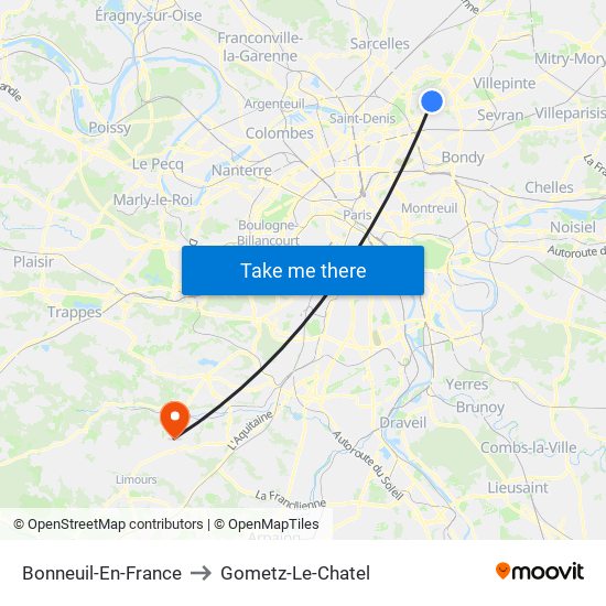 Bonneuil-En-France to Gometz-Le-Chatel map