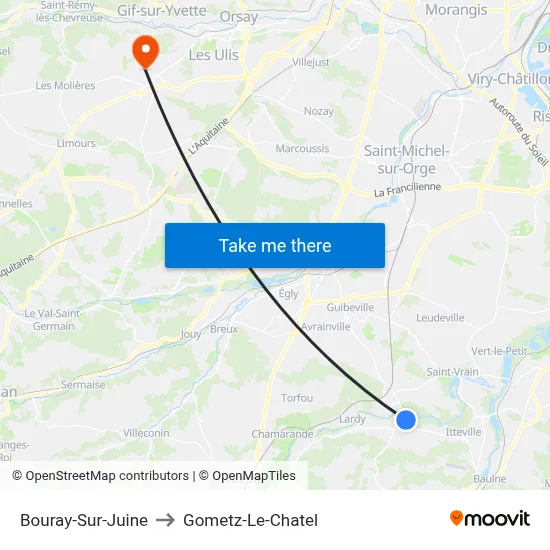 Bouray-Sur-Juine to Gometz-Le-Chatel map