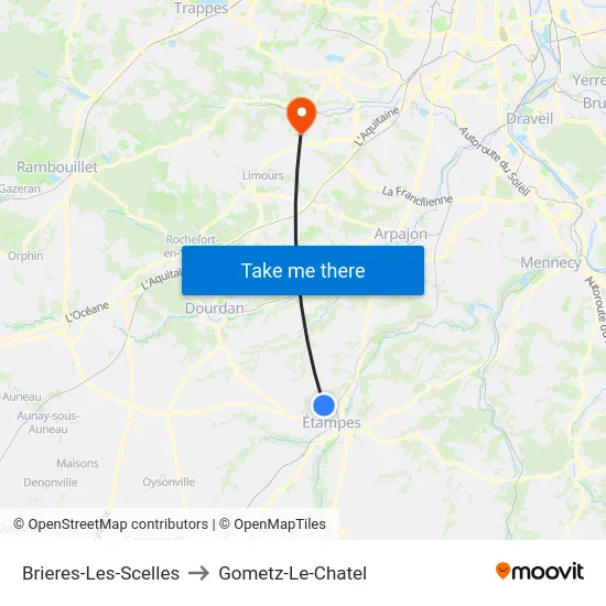 Brieres-Les-Scelles to Gometz-Le-Chatel map