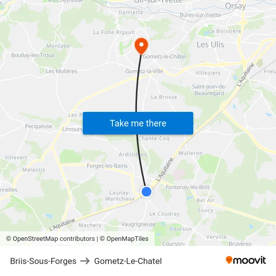 Briis-Sous-Forges to Gometz-Le-Chatel map