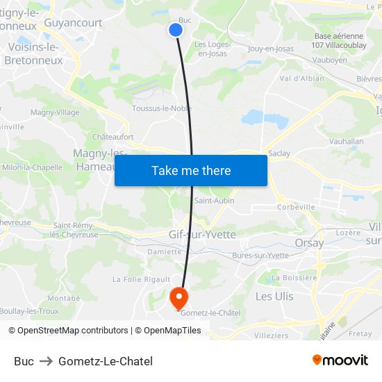 Buc to Gometz-Le-Chatel map