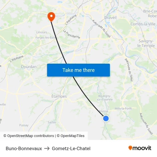 Buno-Bonnevaux to Gometz-Le-Chatel map
