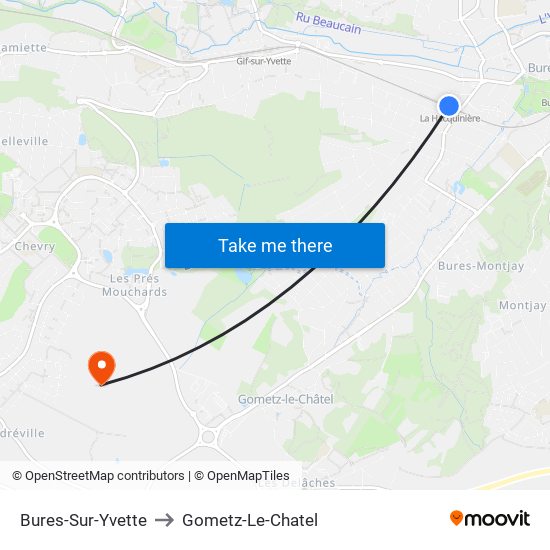 Bures-Sur-Yvette to Gometz-Le-Chatel map