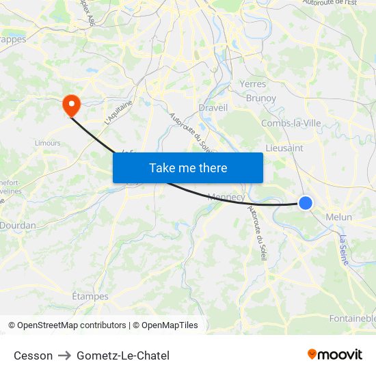 Cesson to Gometz-Le-Chatel map