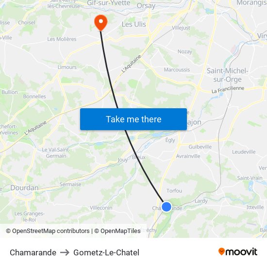 Chamarande to Gometz-Le-Chatel map