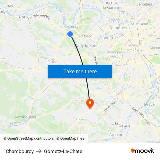 Chambourcy to Gometz-Le-Chatel map
