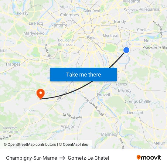 Champigny-Sur-Marne to Gometz-Le-Chatel map