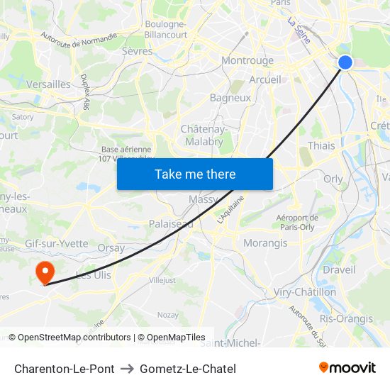Charenton-Le-Pont to Gometz-Le-Chatel map