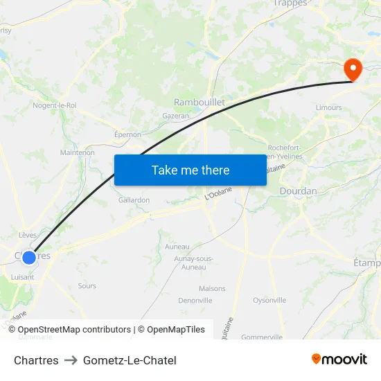 Chartres to Gometz-Le-Chatel map