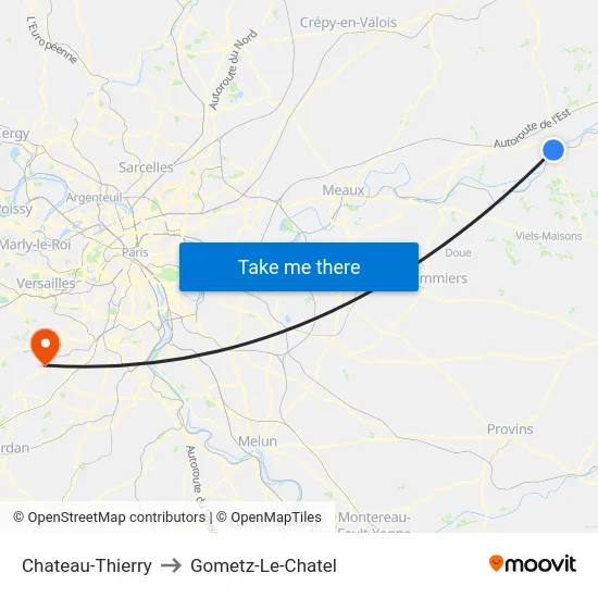 Chateau-Thierry to Gometz-Le-Chatel map