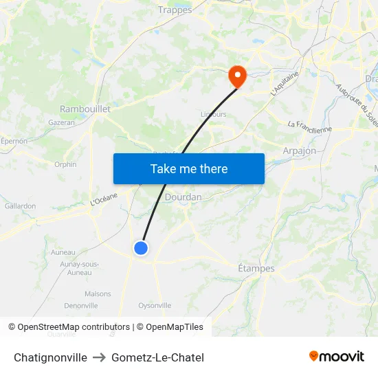 Chatignonville to Gometz-Le-Chatel map
