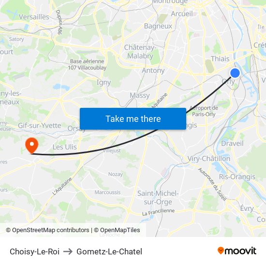 Choisy-Le-Roi to Gometz-Le-Chatel map