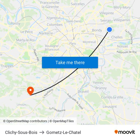 Clichy-Sous-Bois to Gometz-Le-Chatel map
