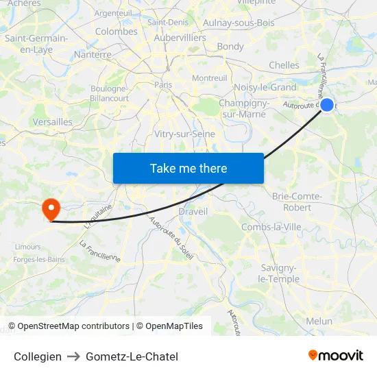 Collegien to Gometz-Le-Chatel map