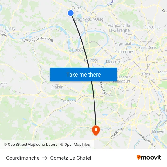 Courdimanche to Gometz-Le-Chatel map