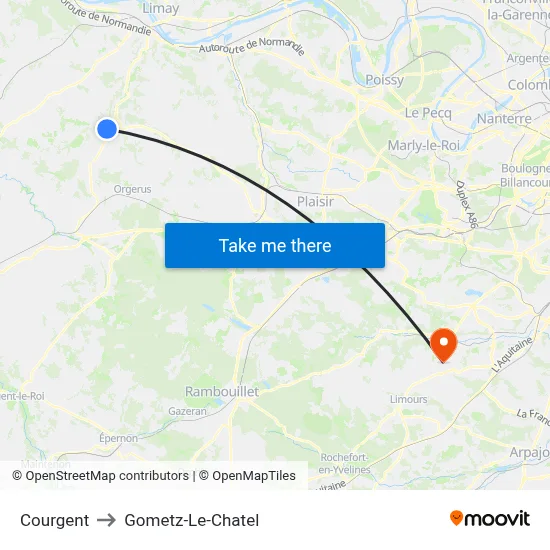 Courgent to Gometz-Le-Chatel map