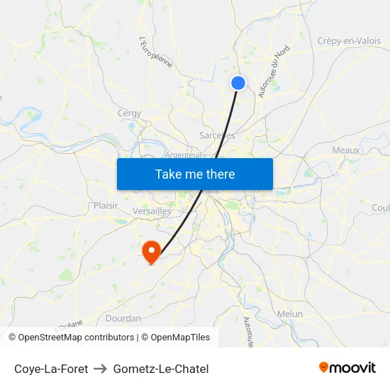 Coye-La-Foret to Gometz-Le-Chatel map