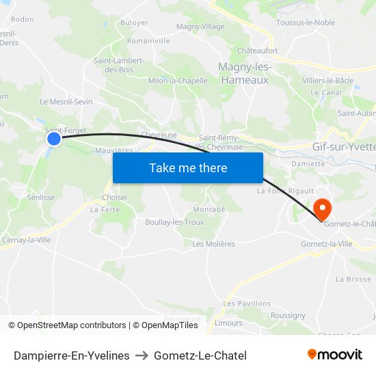 Dampierre-En-Yvelines to Gometz-Le-Chatel map