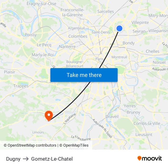 Dugny to Gometz-Le-Chatel map