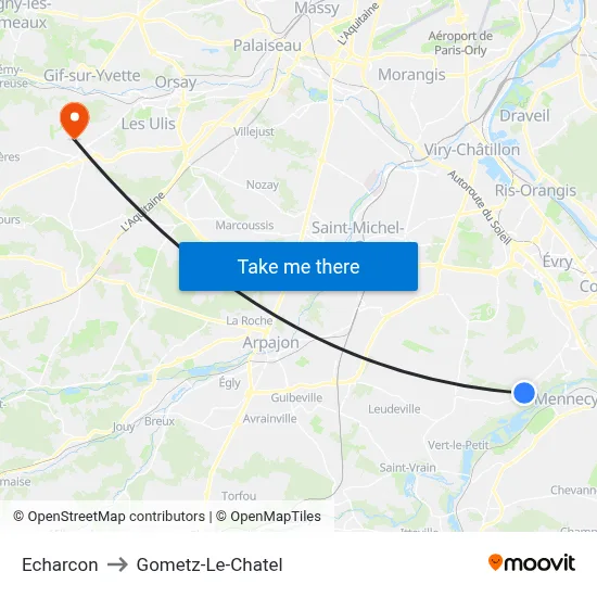 Echarcon to Gometz-Le-Chatel map