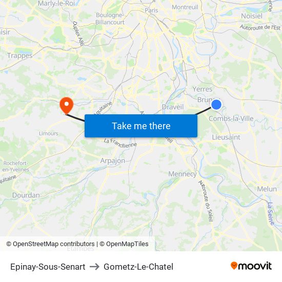 Epinay-Sous-Senart to Gometz-Le-Chatel map